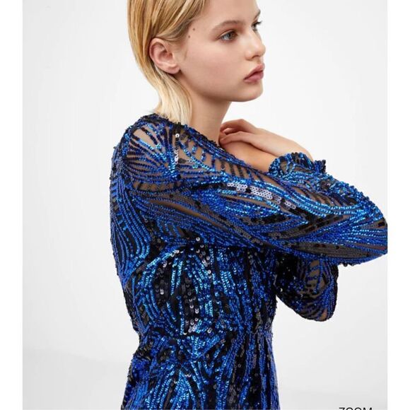 French Connection Deniz Embellished Mini Dress in color Surf The Web sz 6 - Picture 2 of 15